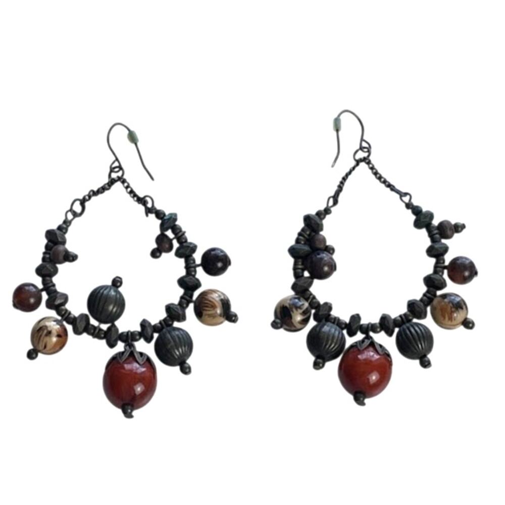 Vintage Handmade‎ Bohemian Style Dangle Earrings Teardrop Boho Earthy Earrings